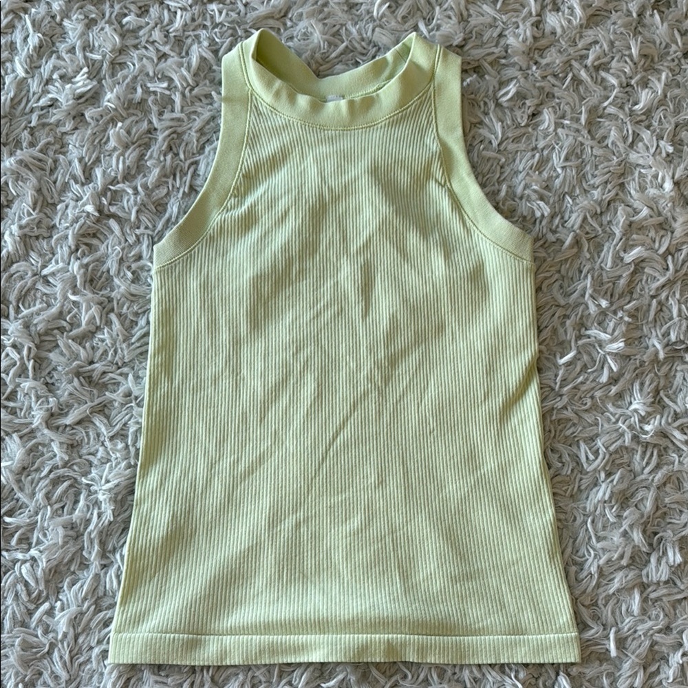 Athleta Green Racerback Ribbed Tank Top